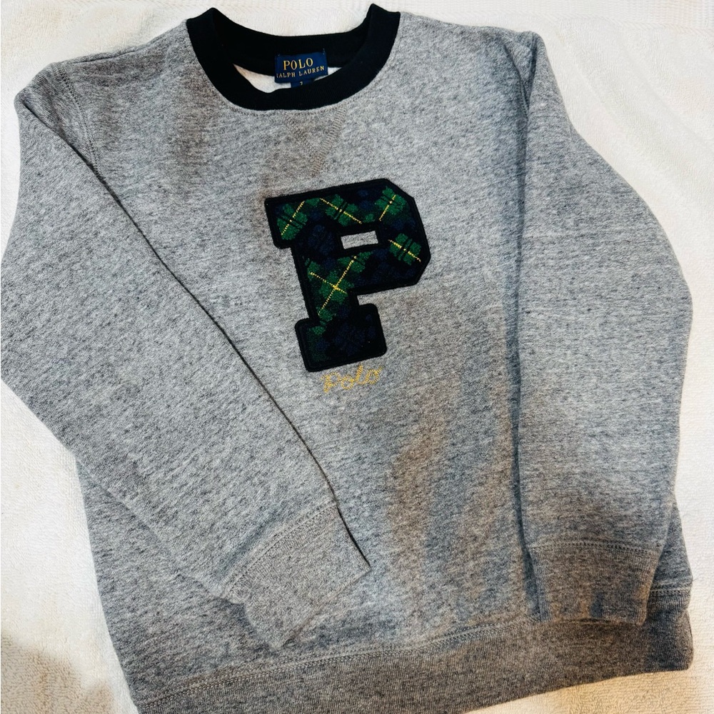 Polo by Ralph Lauren Gray Crewneck with Plaid 'P'